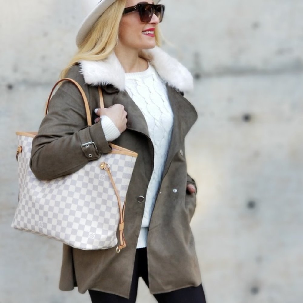 Olive Suede Mini Trench Coat - Picture 4 of 5